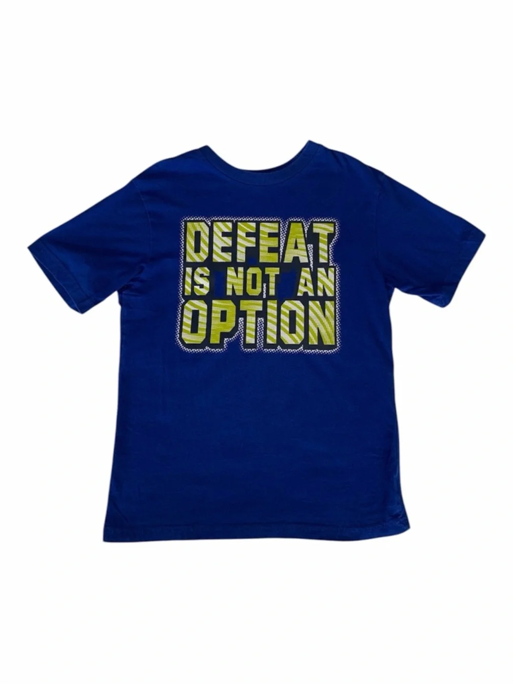 Children’s Place T-Shirt Boys Size L (10/12) Blue Defeat Is Not an Option Tee